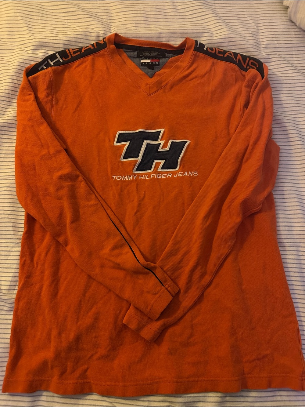 Tommy Hilfiger Orange Long-Sleeve TH Logo Shirt